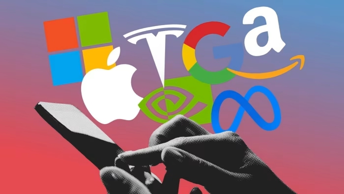 Mag-7 er en forkortelse for The Magnificent Seven og udgøres af Alphabet, Amazon, Apple, Meta Platforms, Microsoft, NVIDIA og Tesla. 